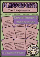 Vorschau - Spiele - Plapperparty zum Schulstart nach den Sommerferien - Deckblatt
