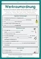 Vorschau - Arbeitsblätter - Regeln im Werkraum (Werkraumordnung): Arbeitsblatt (Lückentext) - Seite 1