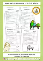 Vorschau - Arbeitsblätter - Anna und die Haustiere: 4 Arbeitsblätter - SU 1./2. Klasse - Deckblatt