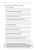 Vorschau - Arbeitsblätter - AB mit Fragen zum Thema "Heinrich Heine" + Lösungsblatt + Infografik - Deckblatt