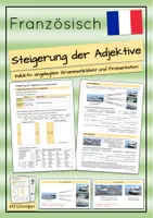 Vorschau - Arbeitsblätter - Steigerung der französischen Adjektive - Grammatikblatt / Komparativ und Superlativ Französisch - Deckblatt
