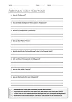 Vorschau - Arbeitsblätter - AB mit Fragen zum Thema "Hollywood" + Lösungsblatt + Infografik - Deckblatt