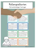 Vorschau - Interaktives Material - Rollenspielkarten- sich entschuldigen und vertragen - Deckblatt