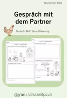 Vorschau - Arbeitsblätter - Partnergespräch - Tiere - Deckblatt