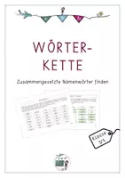 Vorschau - Arbeitsblätter - Wörterkette - Zusammengesetzte Namenwörter finden - Deckblatt