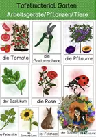 Vorschau - Präsentationen/Tafelbilder - Schulgarten -Garten - differenziertes Tafelmaterial - Arbeitsgeräte, Tiere, Pflanzen - Deckblatt
