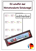 Vorschau - Mal- und Bastelvorlagen - Motivationskarte Prüfung Du schaffst das Schokoriegel - Deckblatt