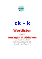 Vorschau - Arbeitsblätter - ck-k & tz -z Wortlisten zum Abhaken und Ansagen mit Notenschlüssel - Seite 1
