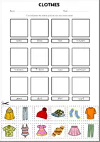 Aperçu - Feuilles d'exercices - Clothes Cut&Glue Worksheet | Read and Match | Vocabulary - Page 1