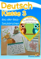 Vorschau - Spiele - das oder dass-Satzkärtchen - das oder dass - Deutsch Klasse 3 - Deckblatt