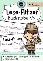 Vorschau - Arbeitsblätter - Lese-Flitzer | Buchstabe Y/y | Lesetempo-Training | Grundschrift - Deckblatt