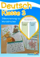 Vorschau - Spiele - Silbentrennung-tz-Wortkärtchen - tz - Deutsch Klasse 3 - Deckblatt