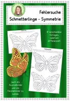Vorschau - Mal- und Bastelvorlagen - Fehlersuche "Schmetterlinge" - Symmetrie - Deckblatt