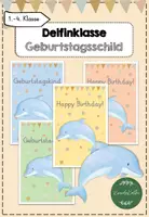 Vorschau - Bildkarten - Delfinklasse Geburtstagsschilder - Deckblatt