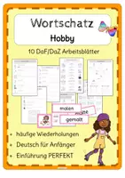 Vorschau - Arbeitsblätter - DaF/DaZ Wortschatz Hobby + Einführung Perfekt - Deckblatt