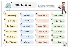 Vorschau - Arbeitsblätter - Würfelsätze / Satzglieder - Seite 1