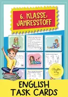 Vorschau - Fördermaterial/Inklusion - Englisch – 6. Klasse: 54 Aufgabenkarten zum Jahresstoff - Deckblatt
