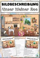 Vista previa - Hojas de trabajo - Descripción de la imagen "Unser kleiner Zoo" Mascotas - triple diferenciado - Alemán - Portada