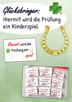 Vorschau - Mal- und Bastelvorlagen - Glücksbringer - Hiermit wird die Prüfung ein Kinderspiel - Deckblatt