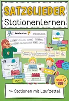 Vorschau - Arbeitsblätter - SATZGLIEDER Lerntheke / Stationenlernen / Deutsch - Deckblatt