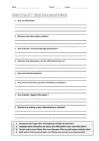 Vorschau - Arbeitsblätter - AB mit Fragen zum Thema "Information" + Lösungsblatt - Deckblatt
