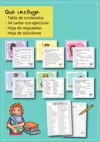Vista previa - Refuerzo / NEE / Materiales de apoyo - Inglés: 1.º de la ESO (12-13 años) - 54 cartas de ejercicios - página 2