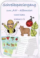 Vorschau - Arbeitsblätter - Schreibspaziergang zum "Ä/ä" differenziert Wort/Satz Druckschrift/Silbenschrift/ABCderTiere - Deckblatt