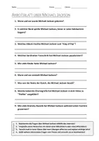 Vorschau - Arbeitsblätter - Lernposter + AB mit Fragen zum Thema "Michael Jackson" + Lösungsblatt + Mindmap + Infografik - Seite 1