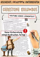 Vorschau - Arbeitsblätter - Christoph Kolumbus: Unterrichtsmaterial zu Youtube-Video / Geschichte fachfremd unterrichten - Deckblatt