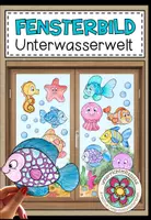 Vorschau - Mal- und Bastelvorlagen - Unterwasserwelt (Aquarium / Fische) - Fensterbild (verschiedene Malvorlagen) - Deckblatt