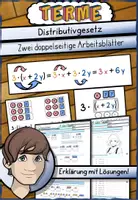 Vorschau - Arbeitsblätter - Distributivgesetz mit Variablen - 2 doppelseitige Arbeitsblätter! - Deckblatt