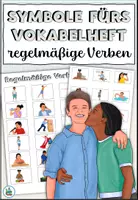 Vista previa - Hojas de trabajo - Símbolos para pegar en el libro de vocabulario - 33 verbos regulares - Alemán - Portada