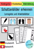 Vorschau - Arbeitsblätter - Schattenbilder erkennen: Krankenhaus (visuelle Wahrnehmung) - Deckblatt