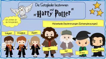 Vorschau - Arbeitsblätter - Die Satzglieder bestimmen mit "Harry Potter" - Deckblatt