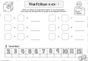 Vorschau - Arbeitsblätter - FREEBIE: Würfelsumme, Klasse 1 (2 bis 4 Würfel) - Seite 2