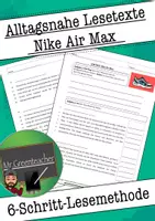 Vorschau - Arbeitsblätter - LESETEXT zum Einüben der 6-Schritt Lesemethode - Nike Air Max - Deckblatt
