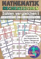Vorschau - Aufgabenkarten - Zahlen vergleichen: größer, kleiner, gleich Übungskärtchen - Deckblatt