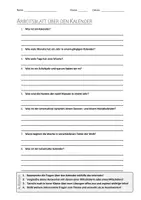 Vorschau - Arbeitsblätter - AB mit Fragen zum Thema "Kalender" + Lösungsblatt + Infografik - Deckblatt