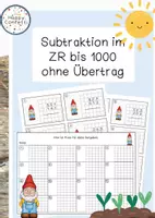Vorschau - Arbeitsblätter - Subtraktion ohne Übertrag ZR 1000 Rechenkärtchen - Deckblatt