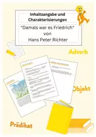 Vorschau - Arbeitsblätter - "Damals war es Friedrich" - Inhaltsangabe, Charakterisierungen - Deckblatt
