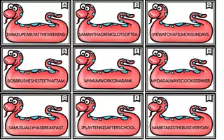 Vorschau - Arbeitsblätter - Sentence Snakes - Daily Routines Edition - Seite 1