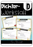 Vorschau - Aufgabenkarten - Dichter-Werkstatt Sommer - Lerntheke Gedichte - Deckblatt