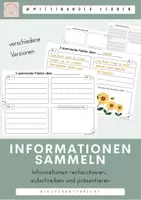 Vorschau - Arbeitsblätter - Informationen aus Sachtexten entnehmen und sammeln - Deckblatt