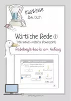 Vorschau - Arbeitsblätter - Wörtliche Rede 1 (Begleitsatz am Anfang): Trainingsheft und interaktives Material - Deckblatt