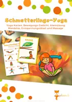 Vorschau - Stundenentwürfe - Schmetterling Lebenyszyklus - Yoga-Karten, Atemübung, Entspannung - Deckblatt