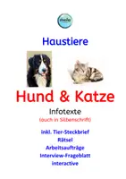 Vorschau - Unterrichtsreihen - Haustiere : Hund und Katze (Infos, Quiz, Interviewbogen ...) - Deckblatt