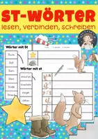 Vorschau - Arbeitsblätter - Deutsch - st-Wörter lesen, verbinden, abschreiben - Deckblatt