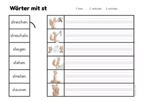 Vorschau - Arbeitsblätter - Deutsch - st-Wörter lesen, verbinden, abschreiben - Seite 2