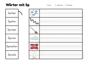 Vorschau - Arbeitsblätter - Deutsch - sp-Wörter lesen, verbinden, abschreiben - Seite 2
