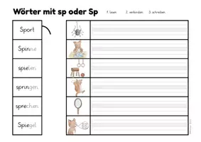 Vorschau - Arbeitsblätter - Deutsch - sp-Wörter lesen, verbinden, abschreiben - Seite 3